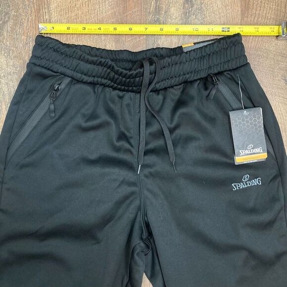 Spalding Men’s Black Joggers Sweat Pants Track Pants Tapered Fit Gym Workout M - Picture 5 of 8
